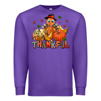 Purple thankful pumpkins and turkey Premium Sweatshirt - AdoDesignShop