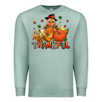 Seafoam thankful pumpkins and turkey Premium Sweatshirt - AdoDesignShop