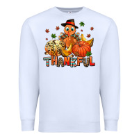 White thankful pumpkins and turkey Premium Sweatshirt - AdoDesignShop