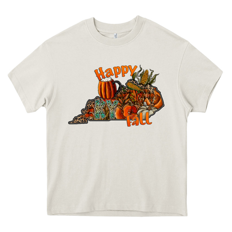 Happy Fall Heavy Core Tee by CowhideDigitalArt | Teevron