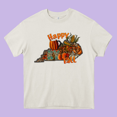 Happy Fall Heavy Core Tee Designed By Cowhidedigitalart