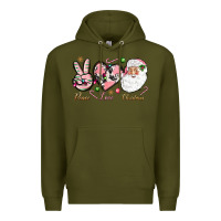 Army Green pink peace love christmas Premium Hoodie - NancyCooperArtShop