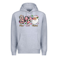 Heather Grey pink peace love christmas Premium Hoodie - NancyCooperArtShop