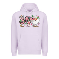 Lilac pink peace love christmas Premium Hoodie - NancyCooperArtShop