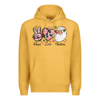 Mustard pink peace love christmas Premium Hoodie - NancyCooperArtShop