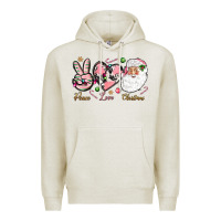 Oatmeal Heather pink peace love christmas Premium Hoodie - NancyCooperArtShop