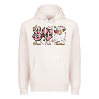 Pale Pink pink peace love christmas Premium Hoodie - NancyCooperArtShop