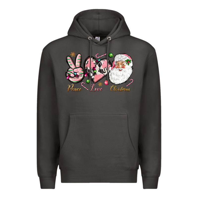 Pink Peace Love Christmas Premium Hoodie by NancyCooperArtShop | Teevron