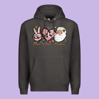 Pink Peace Love Christmas Premium Hoodie Designed By Nancycooperartshop