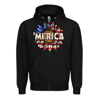 Black merica with sunflower Zipper Hoodie - texasbilliewilder