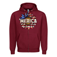 Burgundy merica with sunflower Zipper Hoodie - texasbilliewilder