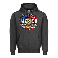 Charcoal Heather merica with sunflower Zipper Hoodie - texasbilliewilder