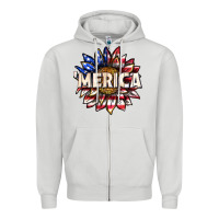 Dove Grey merica with sunflower Zipper Hoodie - texasbilliewilder