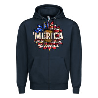 Navy merica with sunflower Zipper Hoodie - texasbilliewilder