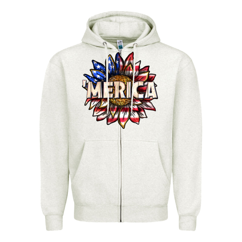 Merica With Sunflower Zipper Hoodie by texasbilliewilder | Teevron