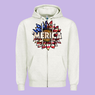 Zipper Hoodie merica with sunflower
