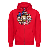 Red merica with sunflower Zipper Hoodie - texasbilliewilder