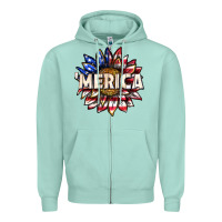 Seafoam merica with sunflower Zipper Hoodie - texasbilliewilder