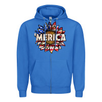 True Royal merica with sunflower Zipper Hoodie - texasbilliewilder
