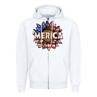 White merica with sunflower Zipper Hoodie - texasbilliewilder