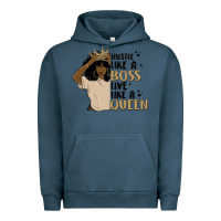 Pigment Midnight Navy hustle like a boss live like a queen Urban Hoodie - MaliasSmallBusiness