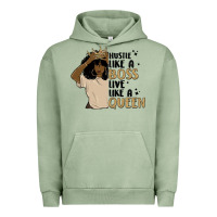 Pigment Oil Green hustle like a boss live like a queen Urban Hoodie - MaliasSmallBusiness