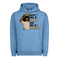 Pigment Pebble Blue hustle like a boss live like a queen Urban Hoodie - MaliasSmallBusiness