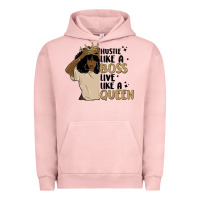 Pigment Salmon hustle like a boss live like a queen Urban Hoodie - MaliasSmallBusiness
