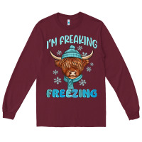 Burgundy i'm freaking freezing Long Sleeve Tee - MaliasSmallBusiness
