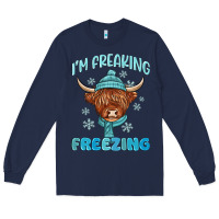Navy i'm freaking freezing Long Sleeve Tee - MaliasSmallBusiness