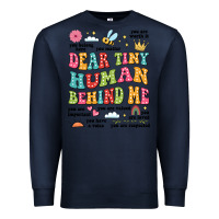 Navy customized teacher dear tiny human behind me back Premium Sweatshirt - JahusDesignShop