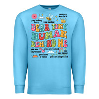 Ocean Blue customized teacher dear tiny human behind me back Premium Sweatshirt - JahusDesignShop