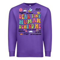 Purple customized teacher dear tiny human behind me back Premium Sweatshirt - JahusDesignShop