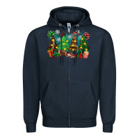 Navy christmas trees with football Zipper Hoodie - Zillion Design Studio