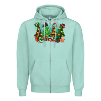 Seafoam christmas trees with football Zipper Hoodie - Zillion Design Studio