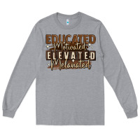 Heather Grey educated motivated elevated melanated Long Sleeve Tee - MaliasSmallBusiness