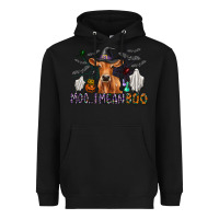 Black Moo I Mean Boo Heavyweight Hoodie - CowhideDigitalArt