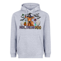 Heather Grey Moo I Mean Boo Heavyweight Hoodie - CowhideDigitalArt