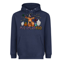 Navy Moo I Mean Boo Heavyweight Hoodie - CowhideDigitalArt