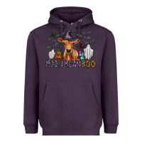 Plum Moo I Mean Boo Heavyweight Hoodie - CowhideDigitalArt