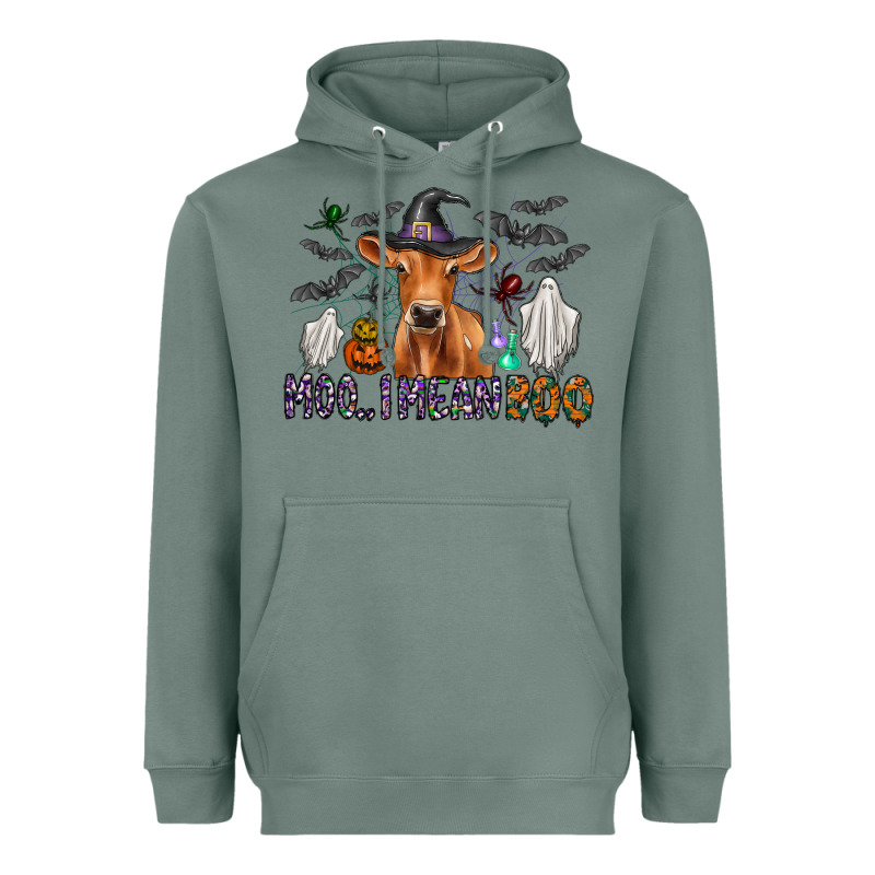 Moo I Mean Boo Heavyweight Hoodie by CowhideDigitalArt | Teevron