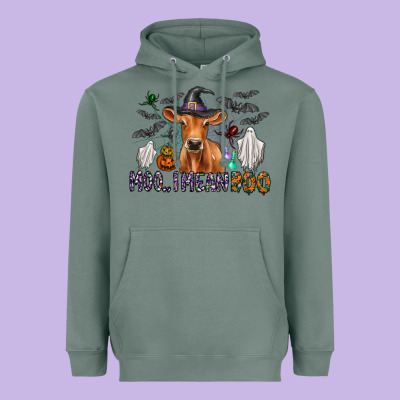 Moo I Mean Boo Heavyweight Hoodie Designed By Cowhidedigitalart