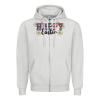 Dove Grey happy easter daisys Zipper Hoodie - RanaPortraitStore