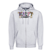 Heather Grey happy easter daisys Zipper Hoodie - RanaPortraitStore