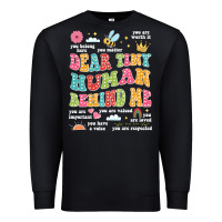 Black customized teacher dear tiny human behind me back Premium Sweatshirt - JahusDesignShop