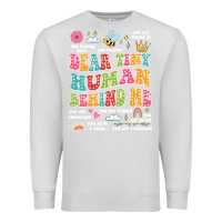 Dove Grey customized teacher dear tiny human behind me back Premium Sweatshirt - JahusDesignShop