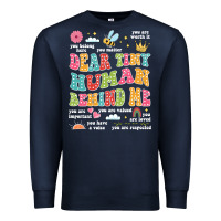 Navy customized teacher dear tiny human behind me back Premium Sweatshirt - JahusDesignShop