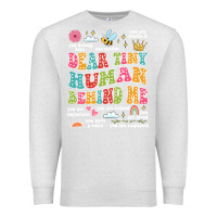 Oatmeal Heather customized teacher dear tiny human behind me back Premium Sweatshirt - JahusDesignShop