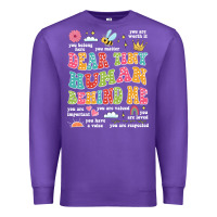 Purple customized teacher dear tiny human behind me back Premium Sweatshirt - JahusDesignShop