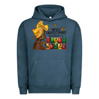 Pigment Midnight Navy never understimate the power of a black woman Urban Hoodie - MaliasSmallBusiness